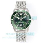 BLS B31 Swiss Replica Breitling Green Dial Superocean Heritage Milanese Steel Watch 